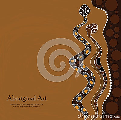 Aboriginal art vector painting with snakes Vector Illustration