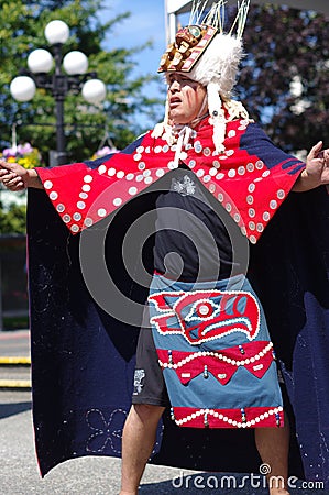 Aboriginal dancer from Coast Salish territories Editorial Stock Photo