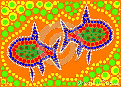 Aboriginal dot art fish Stock Photo