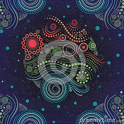 Aboriginal dot art vector background. Vector Illustration