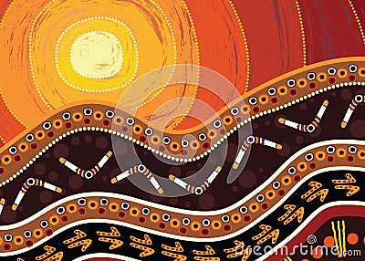 Aboriginal dot art vector painting Vector Illustration