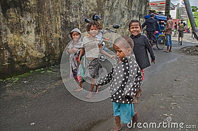 An aboriginal malagasy children on the street Editorial Stock Photo
