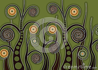 Aboriginal tree, Aboriginal art vector painting with tree. Vector Illustration