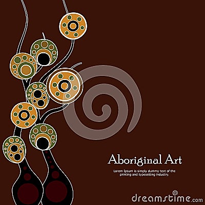 Aboriginal tree, Aboriginal art vector painting with tree, Vector Illustration