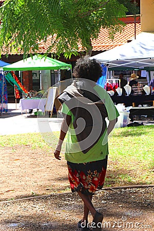 Aboriginal woman, an ethnic minority and diversity in the multicultural society of Australia, Alice Springs Editorial Stock Photo
