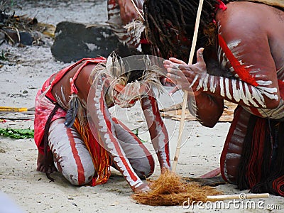 Aboriginals making fire Editorial Stock Photo