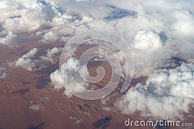 Above the Clouds over an African Desert Stock Photo