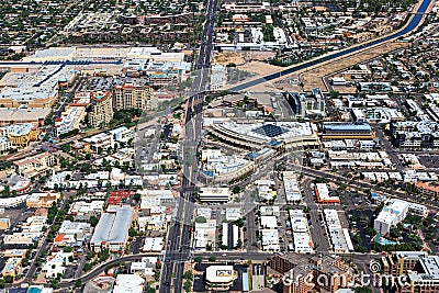 Above Downtown Scottsdale, Arizona Stock Photo