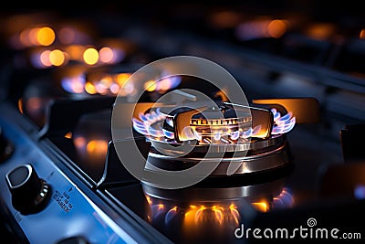 Above focus closeup of a welldesigned Brazilian gas stove burner Stock Photo