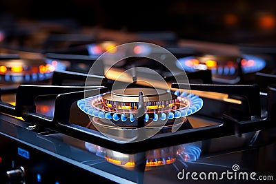 Above focus closeup of a welldesigned Brazilian gas stove burner Stock Photo