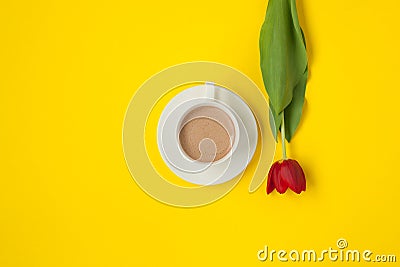 From above shot of flower and coffee Stock Photo