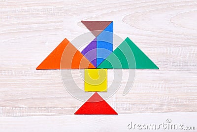 Colorful tangram puzzle in eagle shape Stock Photo