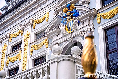 Facade of the Old Leipzig Trade Exchange (1687), the oldest baroque building in the city Editorial Stock Photo