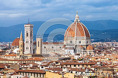 Above view of Florence town with Cathedral Stock Photo