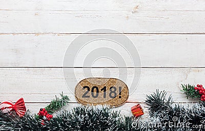 Above view image of Happy new year 2018 & Merry Christmas background concept. Stock Photo