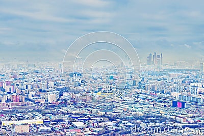 Above view Moscow cityscape in autumn Stock Photo