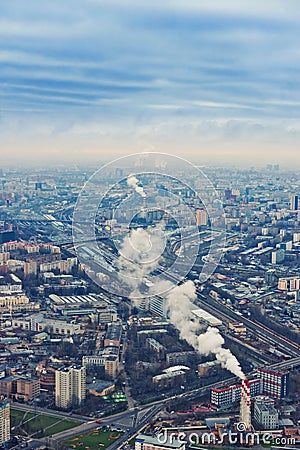 Above view Moscow cityscape in autumn Stock Photo