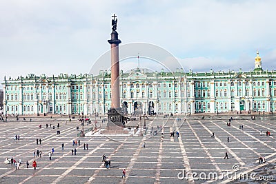 above view of Palace Square with Alexander Column Editorial Stock Photo