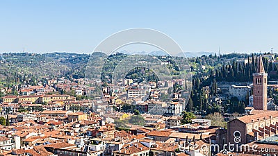 Above view Verona town with Sant`Anastasia Church Stock Photo