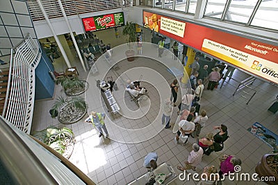 Above view of waiting area for airplane boarding in Durban, South Africa Editorial Stock Photo