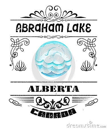 Abraham Lake Alberta Canada graphic illustration Cartoon Illustration