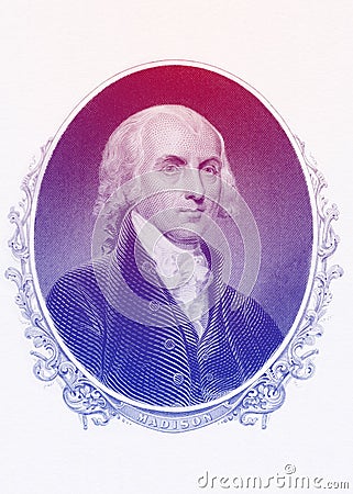 James Madison 4th U.S. President line art portrait Editorial Stock Photo