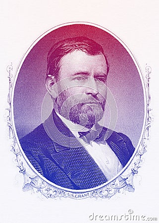 Ulysses S. Grant 18th U.S. President line art portrait Editorial Stock Photo