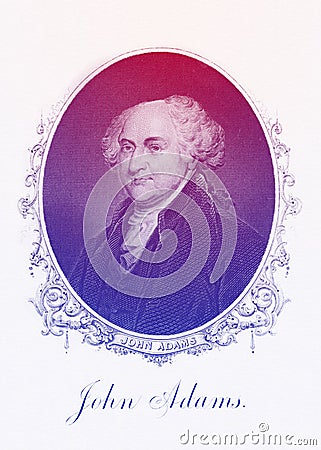 John Adams 2nd U.S. President line art portrait Editorial Stock Photo