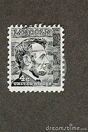 Abraham Lincoln on 4 cent USA Stamp Editorial Stock Photo