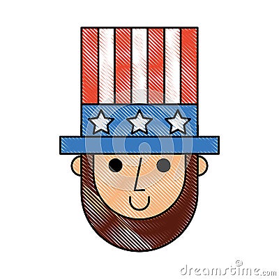 Abraham lincoln with hat comic character Vector Illustration