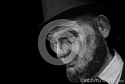 Abraham Lincoln, Old picture of the former president of America , 3D images Editorial Stock Photo