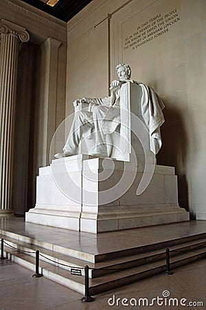 Abraham Lincoln statue in the Lincoln Memorial Editorial Stock Photo