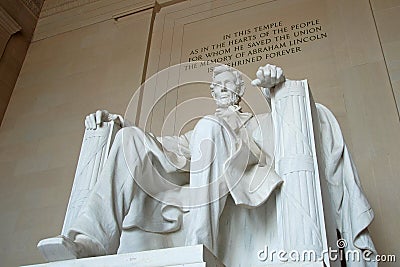 Abraham Lincoln statue in the Lincoln Memorial Editorial Stock Photo