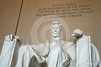 Abraham Lincoln statue in the Lincoln Memorial Editorial Stock Photo