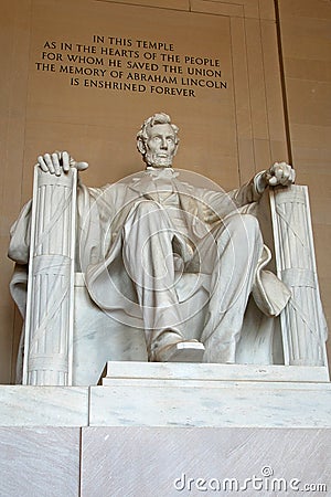Abraham Lincoln statue in the Lincoln Memorial Editorial Stock Photo
