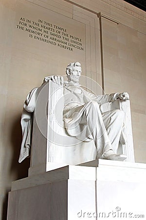 Abraham Lincoln statue in the Lincoln Memorial Editorial Stock Photo