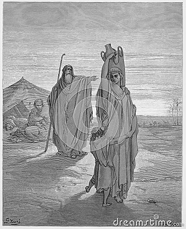 Abraham sends Hagar and Ishmael away Editorial Stock Photo