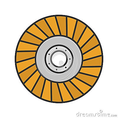 Abrasive flap wheel color icon Vector Illustration