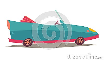 Ð¡abriolet vector. Blue car, vehicle transport . Modern cabriolet side view Vector Illustration