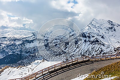 Abrupt turn on the wet road Stock Photo