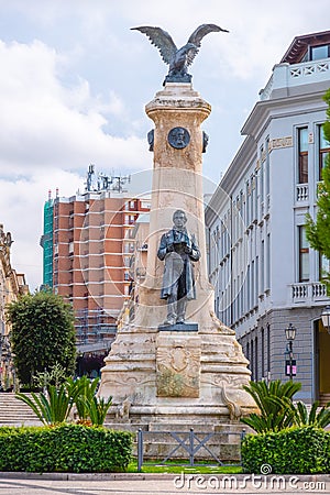 Abruzzo region, Italy, Vasto The Statue in Piazza Gabriele Rossetti square Editorial Stock Photo