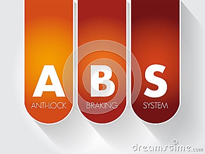 ABS - Anti-lock Braking System is a safety anti-skid braking system used on aircraft and on land vehicles, acronym text concept Stock Photo