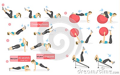 Abs workout for women. Vector Illustration