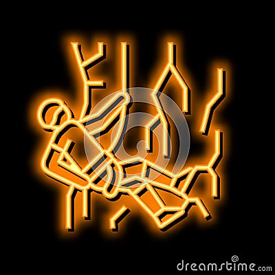 abseiling extreme sport neon glow icon illustration Vector Illustration