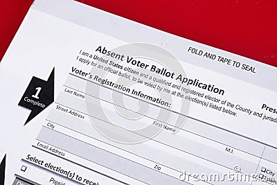 Absentee Voter Application Vote by Mail Form Stock Photo