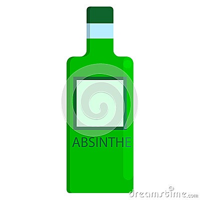 Absinthe bottle alcoholic beverage flat icon Vector Illustration