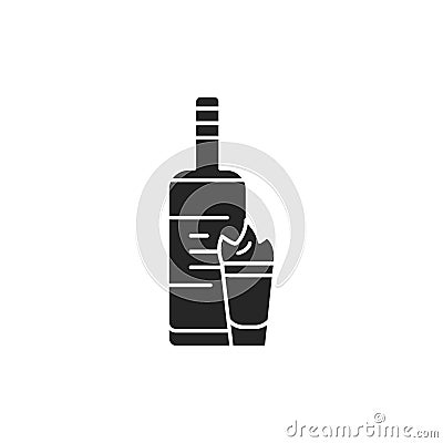 Absinthe bottle and glass color line icon. Alcoholic beverages. Vector Illustration