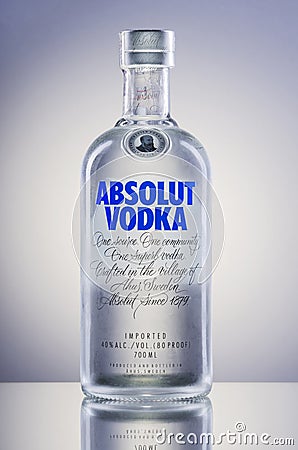 Absolut vodka on gradient background. Editorial Stock Photo