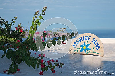 Absolute Bliss on Imerovigli Santorini Island greece Stock Photo