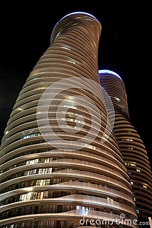 Absolute Towers Mississauga Toronto night photo Stock Photo